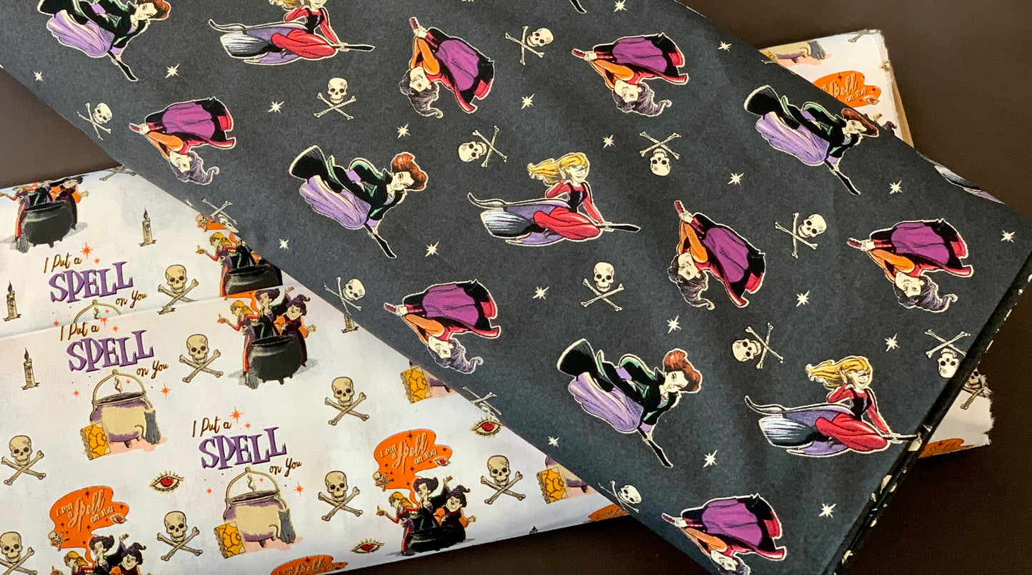 Back in stock - Disney - Hocus Pocus - Witches on Brooms - Cotton - Priced per half metre