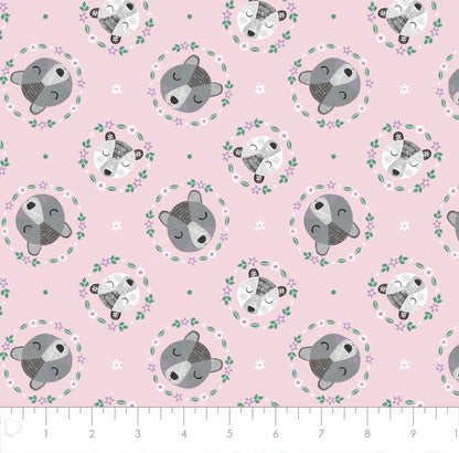 Last Cut of fabric approx. 37.75" x Width of fabric - Bear Hugs - Bear Wreaths- Pink