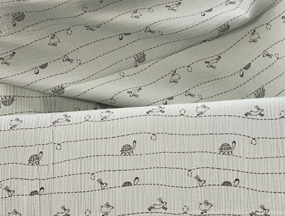 Katia - Mousseline  - Double Gauze - Tortoise and the Hare - Priced per Half Metre
