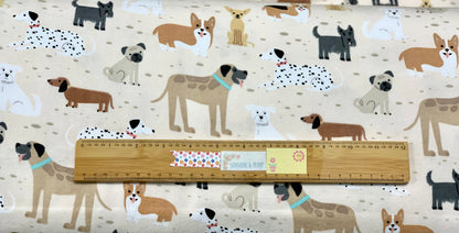 Back in Stock- Flannel - Beige Dogs Comfy Flannel - Double Brushed - Priced by the Half Metre