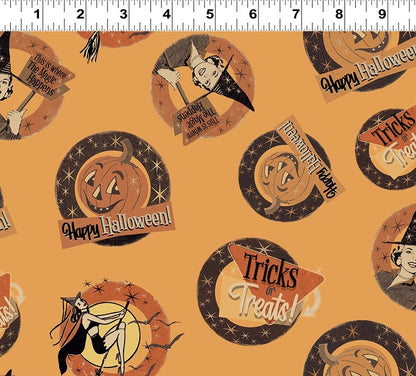 Clothworks - Retro Halloween  - Medallions - Orange