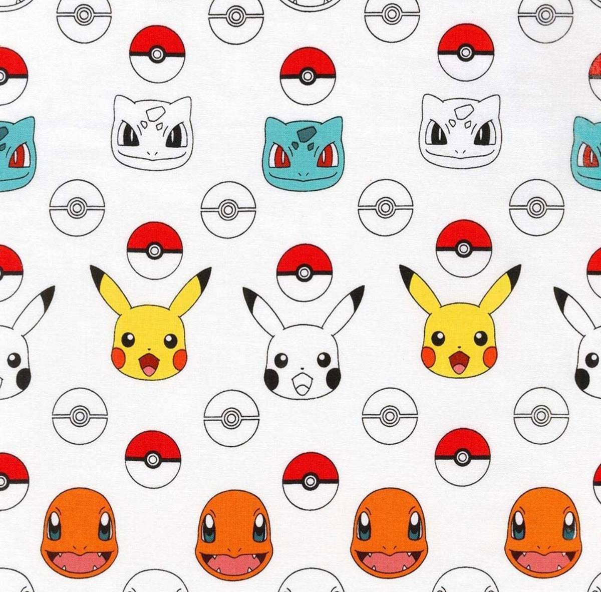 Pokémon - Personnages Pokémon Royaux - Bleu - Tissus Robert Kaufman