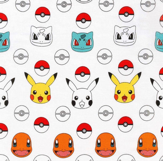 Pokémon - Personnages Pokémon Royaux - Bleu - Tissus Robert Kaufman