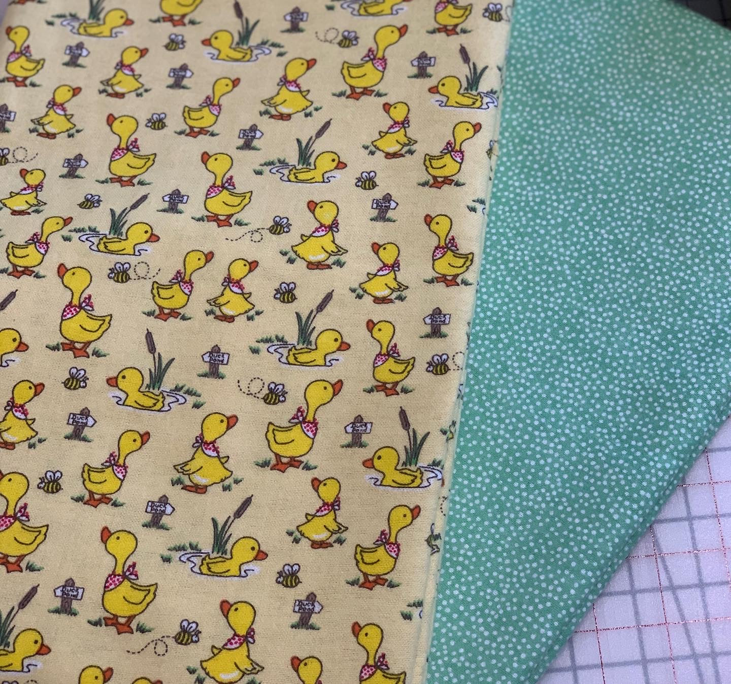 Back in stock - Flannel - Light Yellow Ducks Comfy Flannel - Double Brushed - priced per half metre