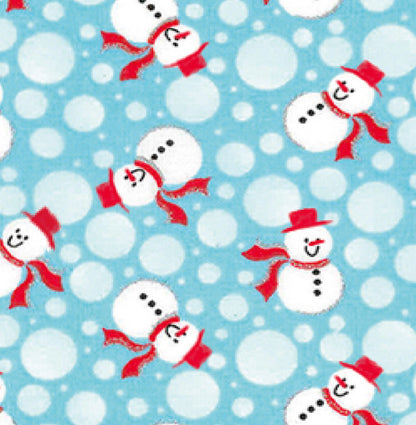 Last cut from bolt - last 33.5” x width of fabric  - 
Flannel by Fabric Creations - Snowmen on Blue