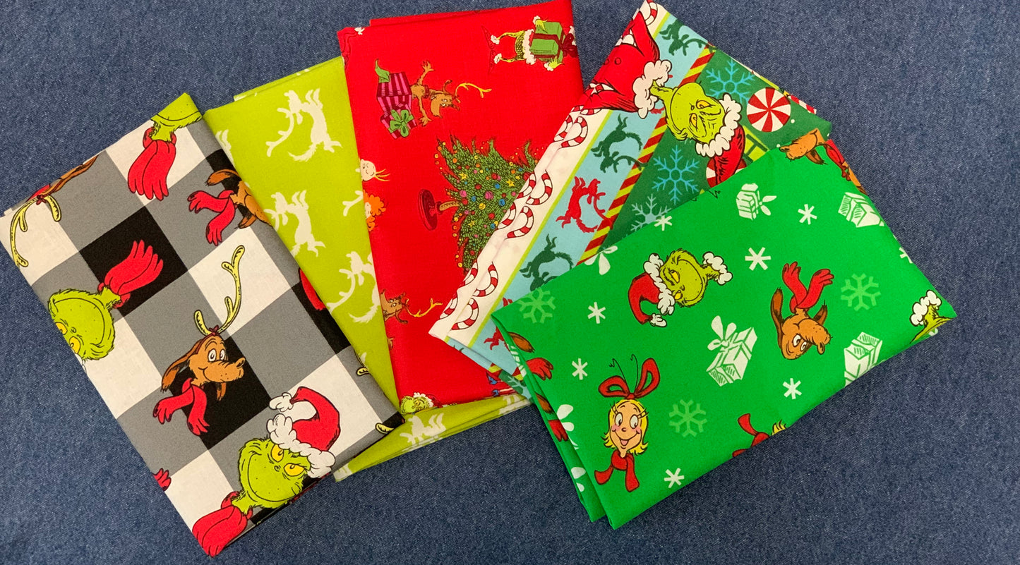 Robert Kaufman - Grinch Christmas Fabrics  - Fat Quarter Bundle