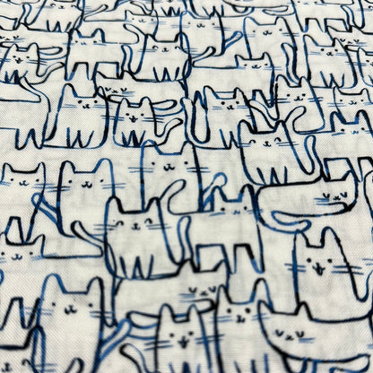 Last cut from bolt - 10.5" x width of fabric - Dear Stella - Creative Cats  - Wait a Meow Ment - White
