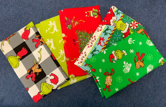 Robert Kaufman - Grinch Christmas Fabrics  - Fat Quarter Bundle