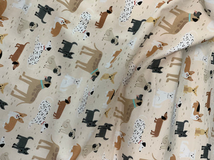 Back in Stock- Flannel - Beige Dogs Comfy Flannel - Double Brushed - Priced by the Half Metre