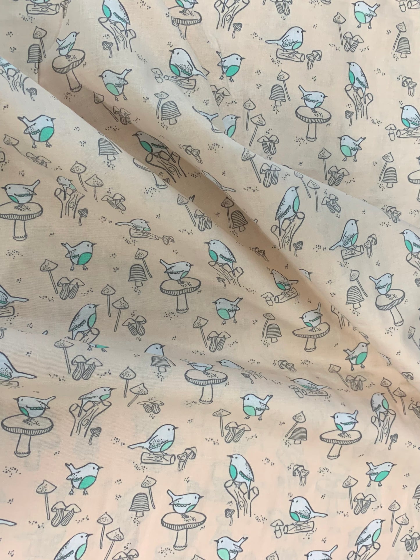 Dashwood Studio - Oiseaux nicheurs - Mélange lin et coton - Sarcelle et crème