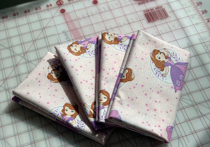 Last cut from bolt - approx 34.5” x width of fabric - Disney - Sofia the First Collection - Poses - Light Pink