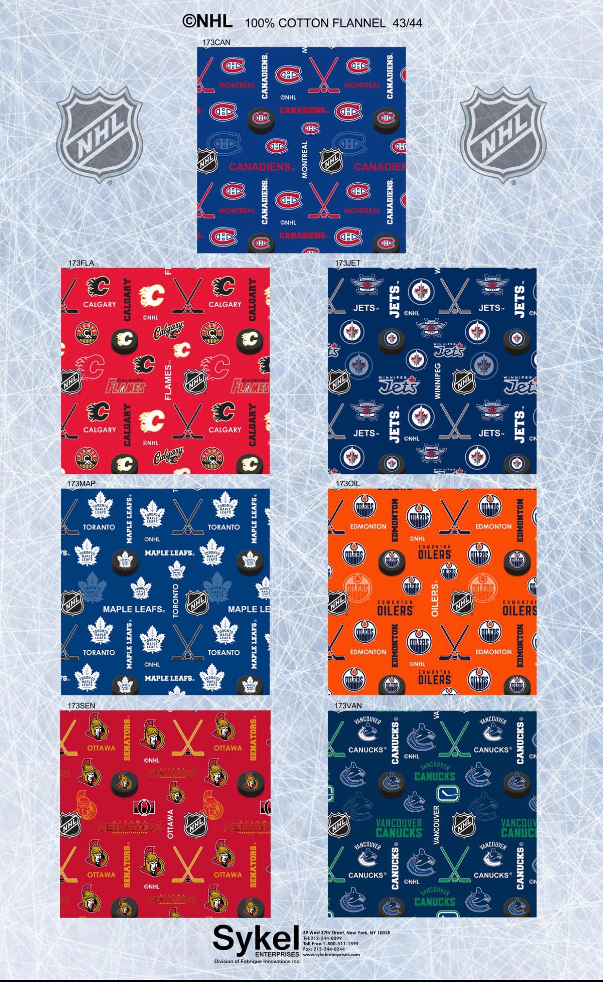 Flannel - NHL Hockey Teams - Winnipeg Jets - 1/2 metre