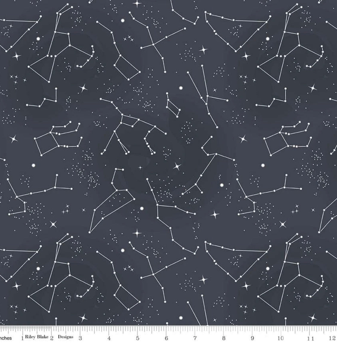 Last cut from bolt - approx 17.3” x width of fabric - Out of this World with NASA Constellations Charcoal Glow in the Dark-  Riley Blake