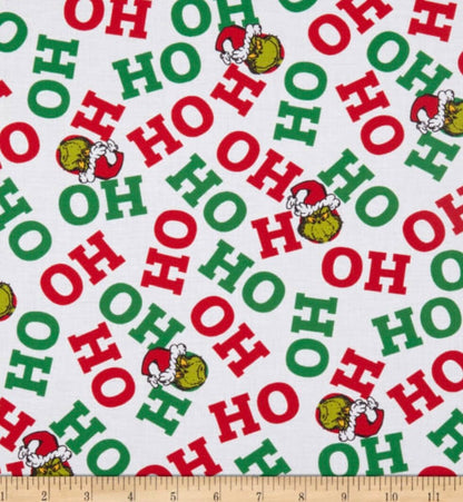 Back in Stock - Robert Kaufman  - Grinch - How the Grinch Stole Christmas -  Holiday Grinch - HO HO HO