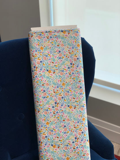 Last cut from bolt - approx. 9.25" x Width of fabric - Dear Stella - Flockstar - Floral and tiny Flamingos