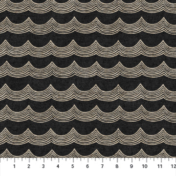 Linen Cotton Mix - Figo Fabrics - Terra Collection - Waves - Black