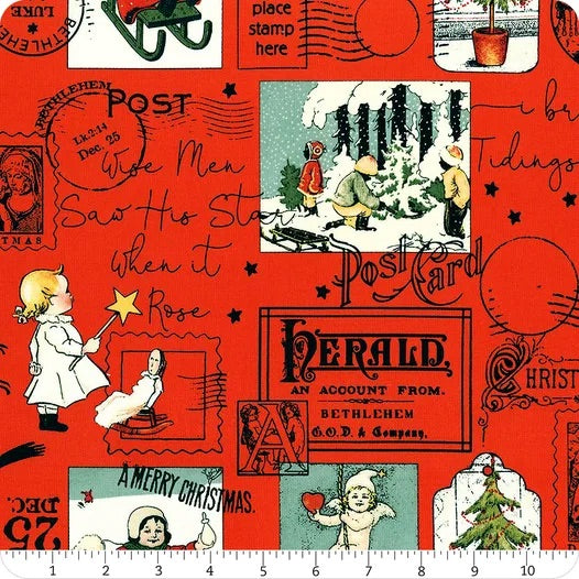 Last cut from bolt approx 36" x Width of fabric - full yard of fabric- Riley Blake - All about Christmas -  Red - by J. Wecker Frisch