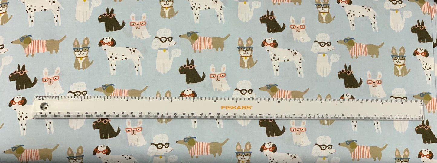 Last cut from bolt - approx. 16" x Width of fabric - Dear Stella  -  Vanity Fur Collection  - Dogs with Glasses