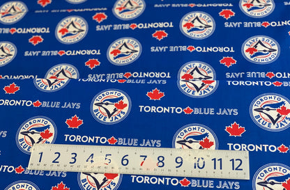 Last 18.5" x width of fabric  - MLB Toronto Blue Jays Cotton  -  100% Cotton - Half Metre