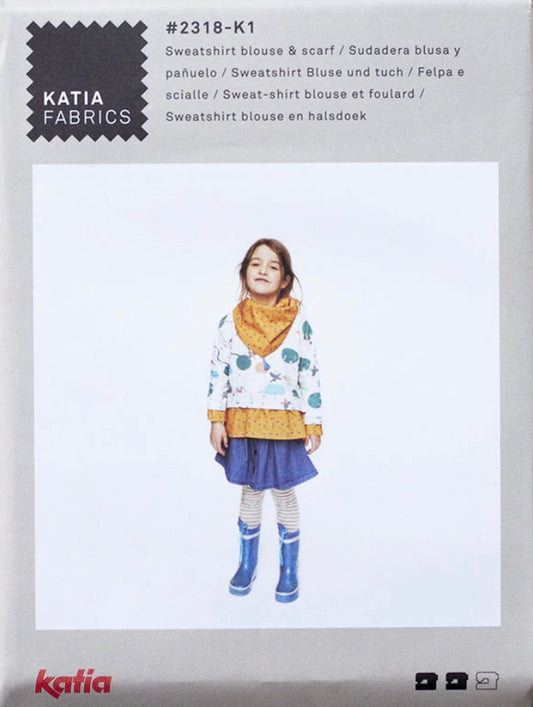 Katia Pattern -Sweatershirt Blouse and Scarf -  Printed Pattern