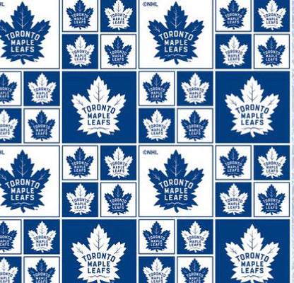 Last cut approx 12"  x Width of fabric -  NHL Hockey Teams - Toronto Maple Leafs - Quilting Cotton