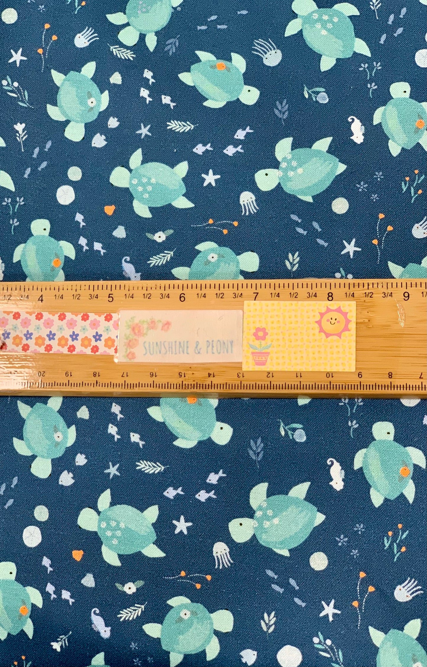 Last 15” x width of fabric - Dear Stella  - Shell We Dance - Turtle Time - Hydro