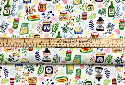 Last cut from bolt approx 7.5" x width of fabric - Rare - Dear Stella  -  Chefs Table  - Gourmet Food