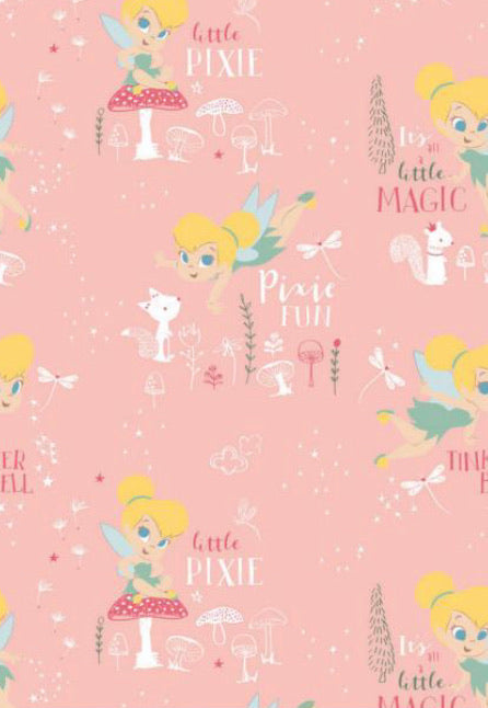 Camelot Fabrics - Peter Pan and Tinker Bell Collection - Pixie Magic - Pink