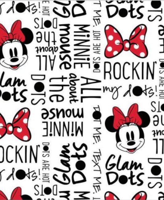 Last 11.5 " x width of fabric - Camelot Fabrics - Minnie Mouse  - All About the Dots - White