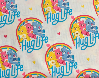 Last Cut approx 35.5" x Width of fabric - Care Bears Rainbow - Hug Life