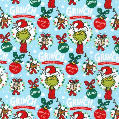 Back in stock  - Robert Kaufman - Dr. Seuss - Christmas - How the Grinch Stole Christmas -  Naughty or Nice Grinch Ornaments