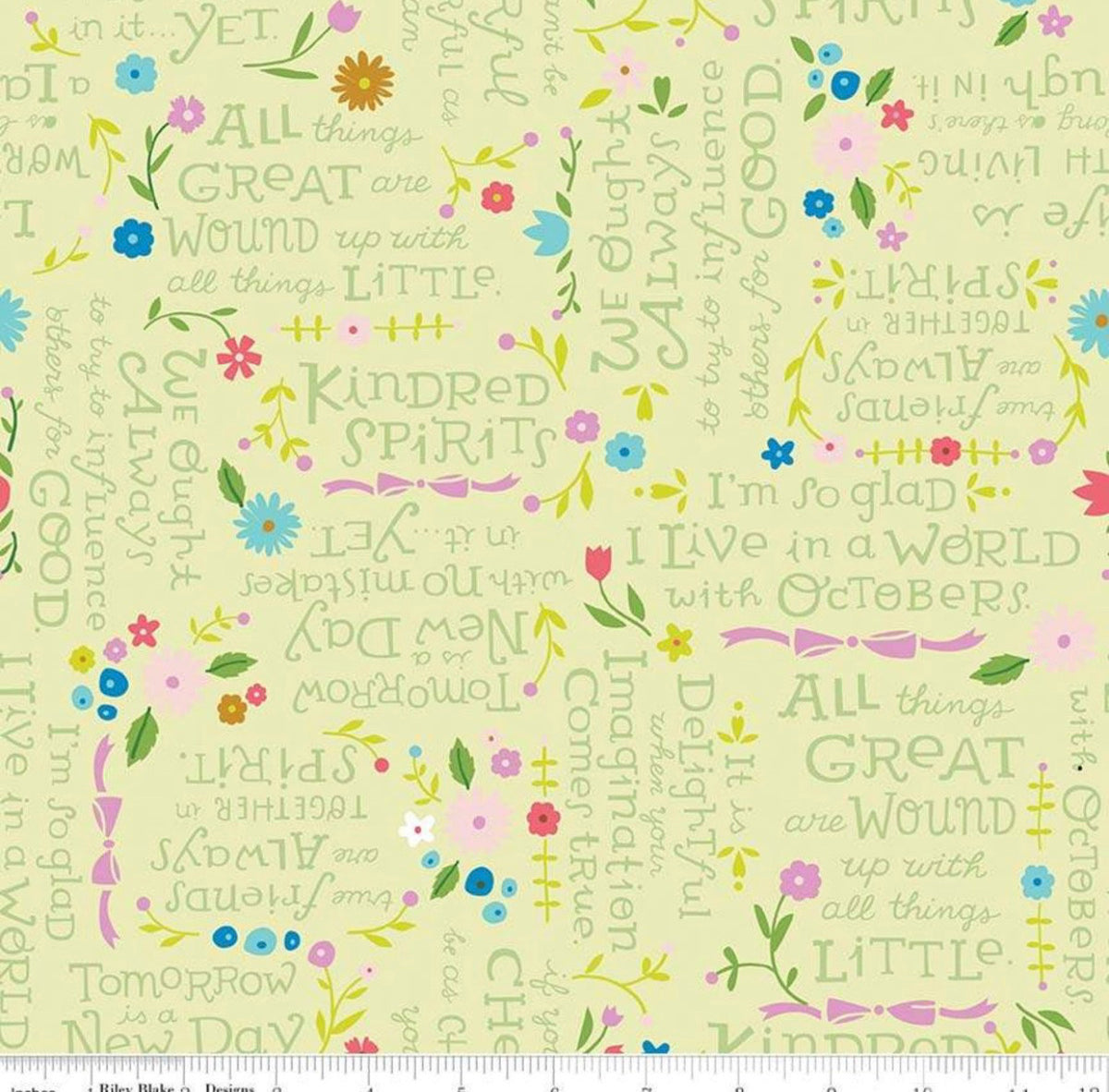 Anne of Green Gables -Kindred Spirits Citations vert clair- Riley Blake