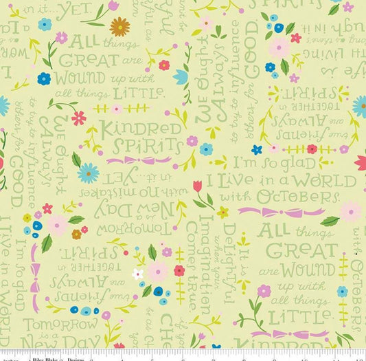Anne of Green Gables -Kindred Spirits Citations vert clair- Riley Blake