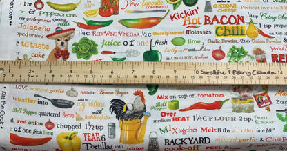 Last approx. 17" x width of fabric - Kiss the Cook - Recipe Details and Images - Flame -  by Mary Lake - Thompson for Robert Kaufman