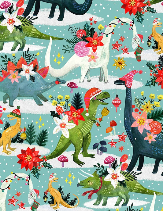 Last cut from bolt - Approx 17.5 " x Width of fabric  - Dear Stella - Rebel without a Clause - Rawring Holidays