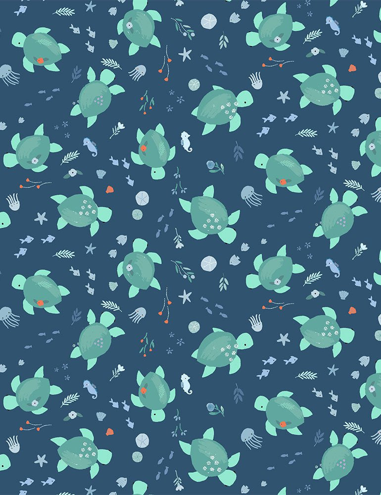 Last 15” x width of fabric - Dear Stella  - Shell We Dance - Turtle Time - Hydro