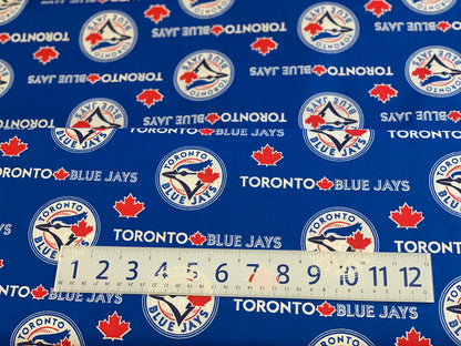 Last 18.5" x width of fabric  - MLB Toronto Blue Jays Cotton  -  100% Cotton - Half Metre