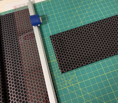 Last cut from bolt - approx 15.6” x width of fabric - Bliss Honeycomb Black with Rose Gold  - Riley Blake