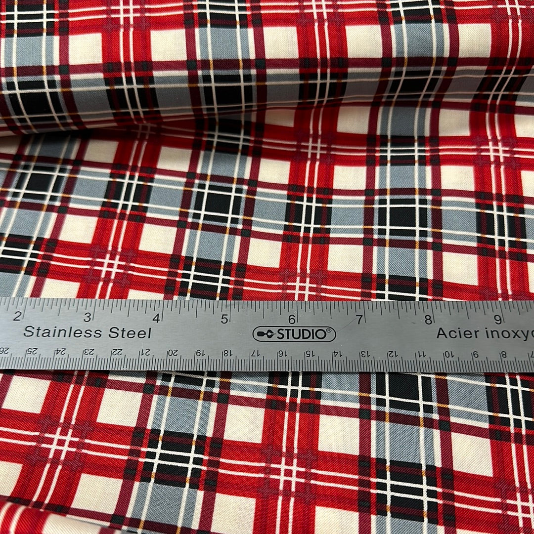 Last cut from bolt - 19" x width of fabric - Riley Blake - Christmas Memories Collection - Christmas Plaid - Red
