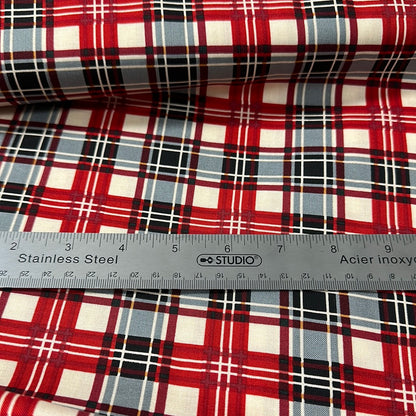 Last cut from bolt - 19" x width of fabric - Riley Blake - Christmas Memories Collection - Christmas Plaid - Red