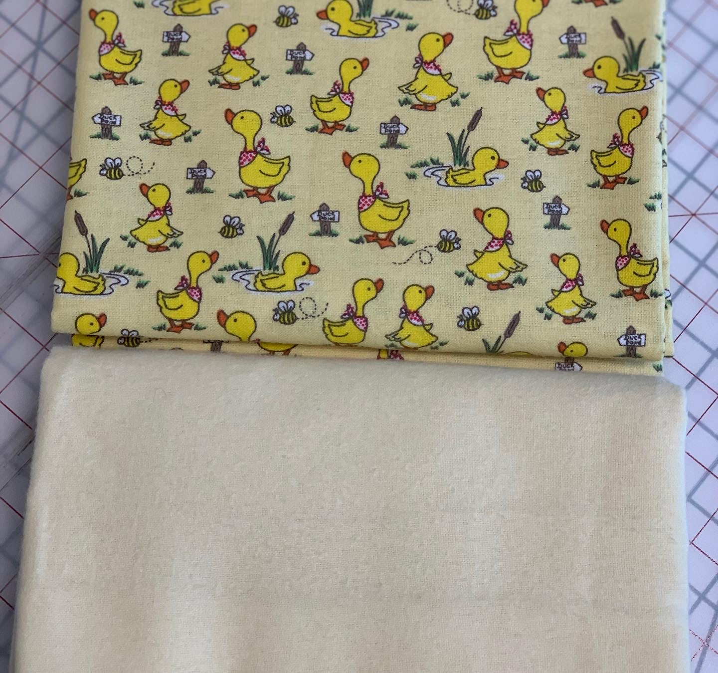 Back in stock - Flannel - Light Yellow Ducks Comfy Flannel - Double Brushed - priced per half metre