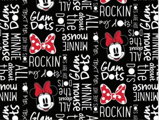 Camelot Fabrics - Minnie Mouse  - All About the Dots - Black