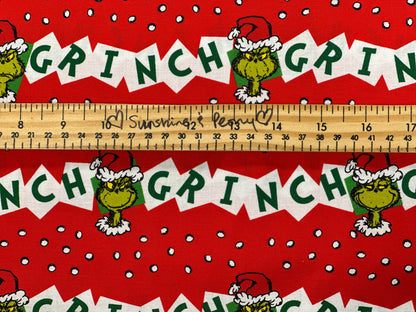 Robert Kaufman - Dr. Seuss - Christmas - How the Grinch Stole Christmas -  Holiday Stripe Grinch - Red