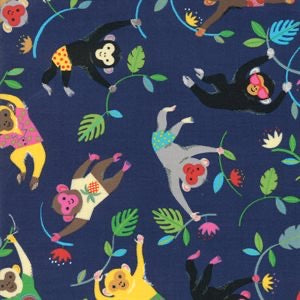 Last 10" x Width of fabric Bicycle Bunch by Abi Hall  for Moda Fabrics  in Blueberry - BLUEBERRY