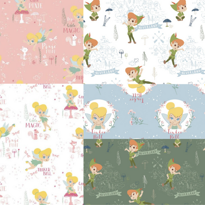 Neverland - Peter Pan and Tinker Bell Pixie magic - Fat Quarter Bundle
