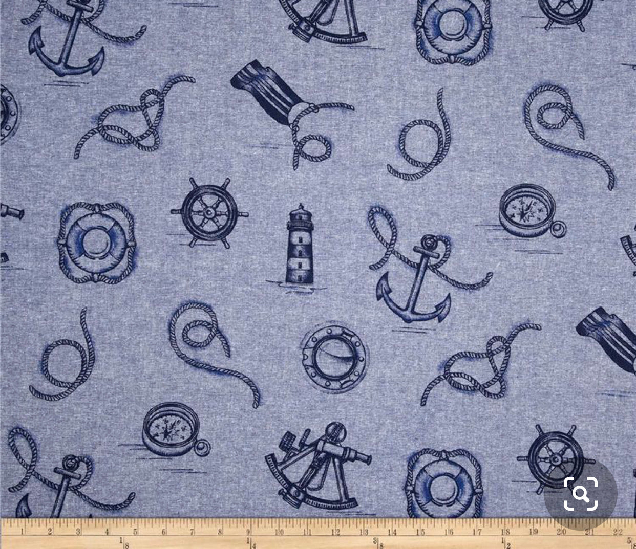 Last half yard - Nautique Chambray (Anchors ) Prints by Robert Kaufman