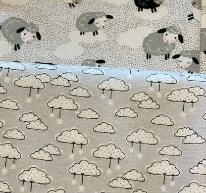 Last cut from bolt approx 35.5" x width of fabric - Flannel - Clouds and Stars Comfy Flannel - Light Grey -  Double Brushed