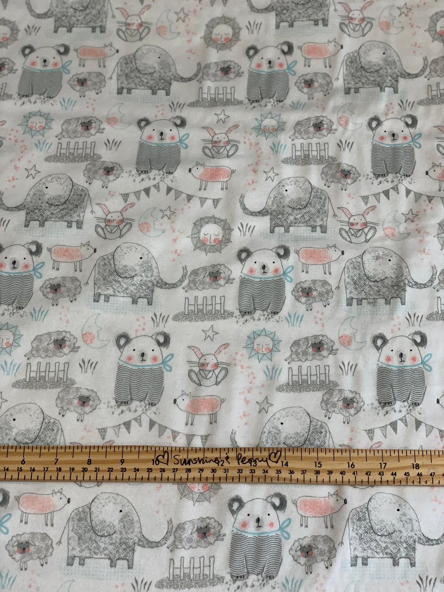 Coming Back in stock soon - Flannel - Comfy Flannel - White Elephant, Bear, Pigs, Bunny & Sheep