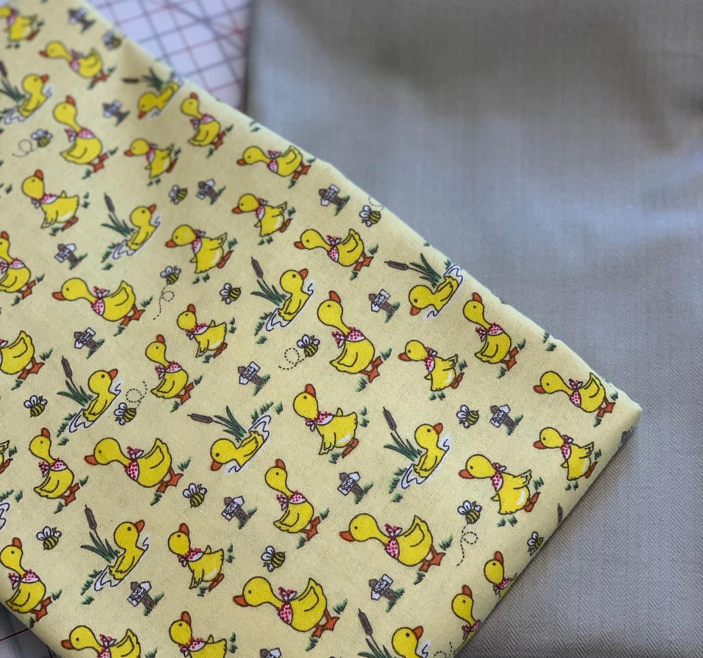 Back in stock - Flannel - Light Yellow Ducks Comfy Flannel - Double Brushed - priced per half metre