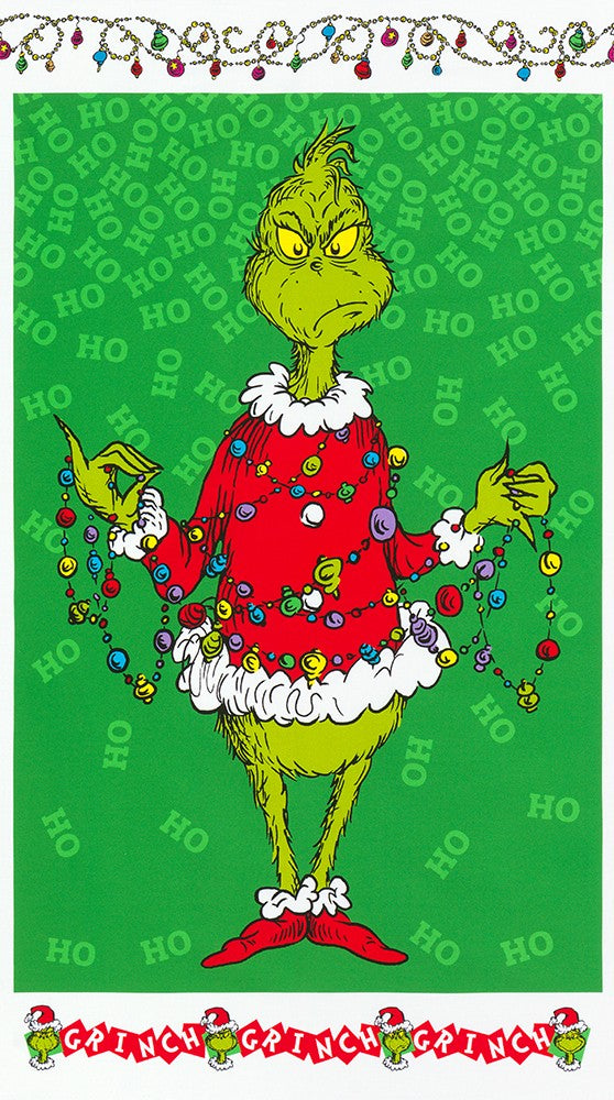 Panel - Robert Kaufman - Dr. Seuss - Grinch Holiday Panel - Giant Grinch